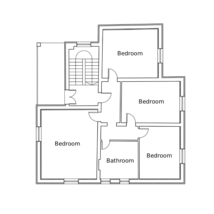 First floor plan — four bedrooms and family bathroom